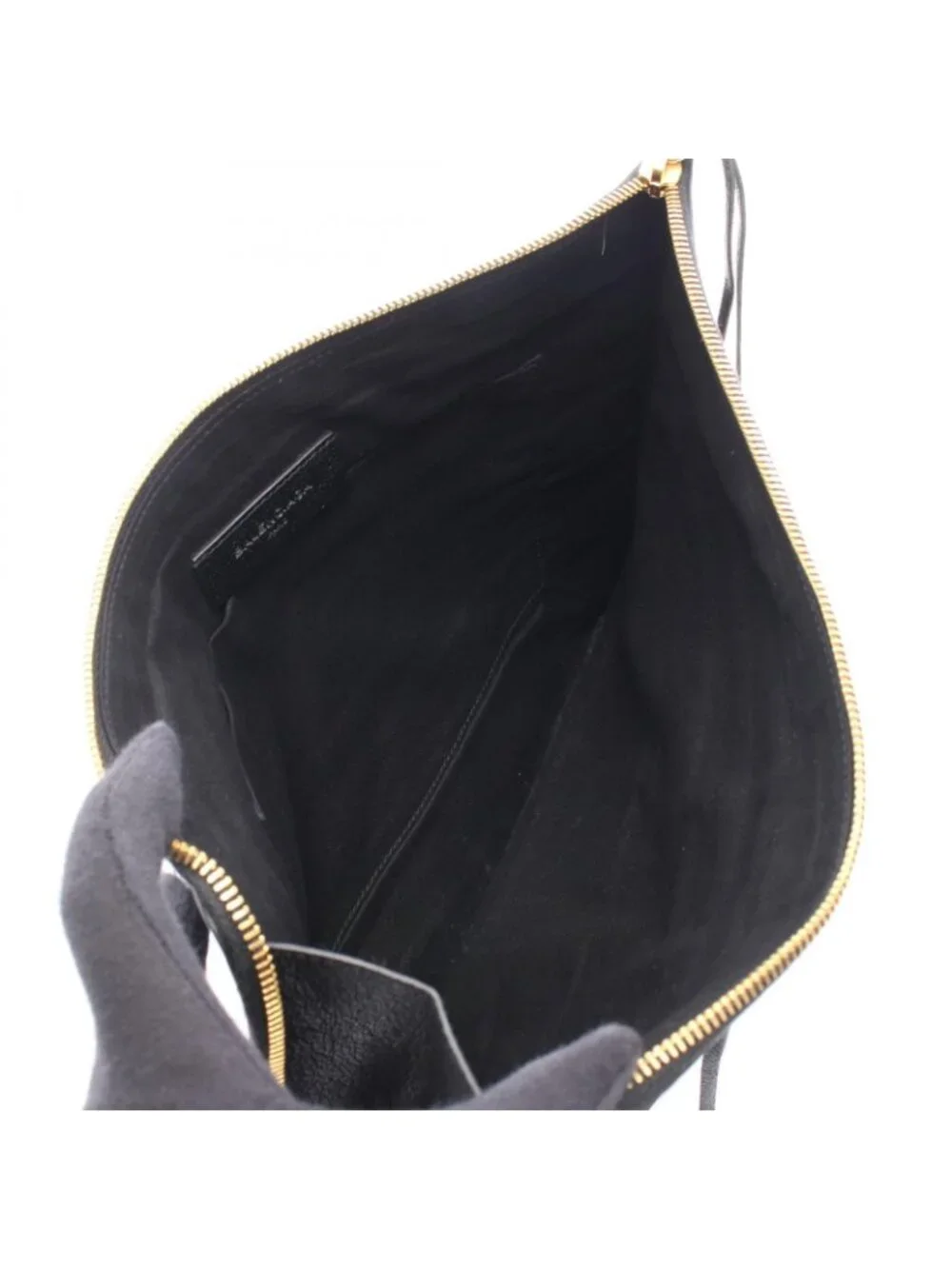 Balenciaga Clutch Classic Metallic Edge Black Leather
